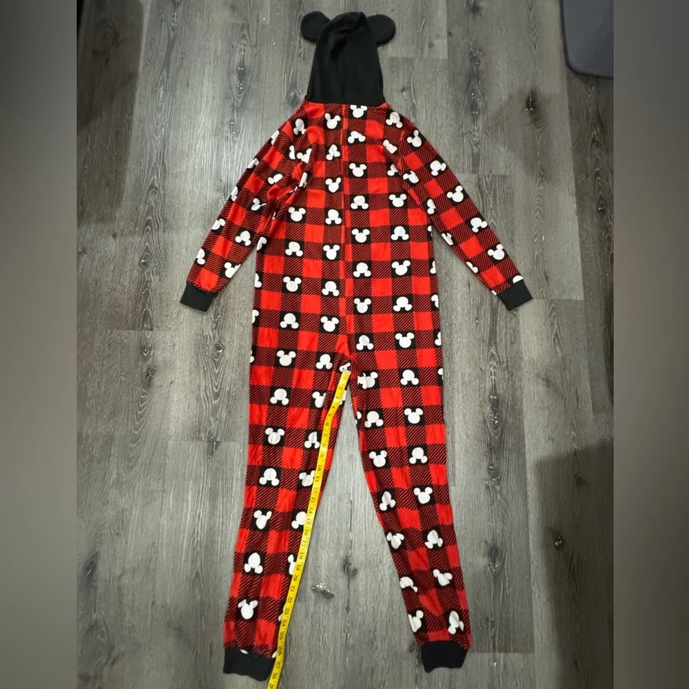 Disney Mickey Mouse Red and Black Adult One Piece Pajama Onesie - Picture 2 of 5